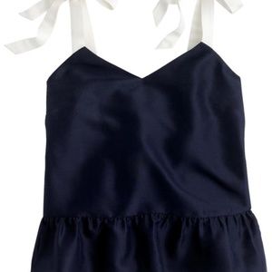 J.Crew silk tie-shoulder peplum top  - Navy (Size 4)